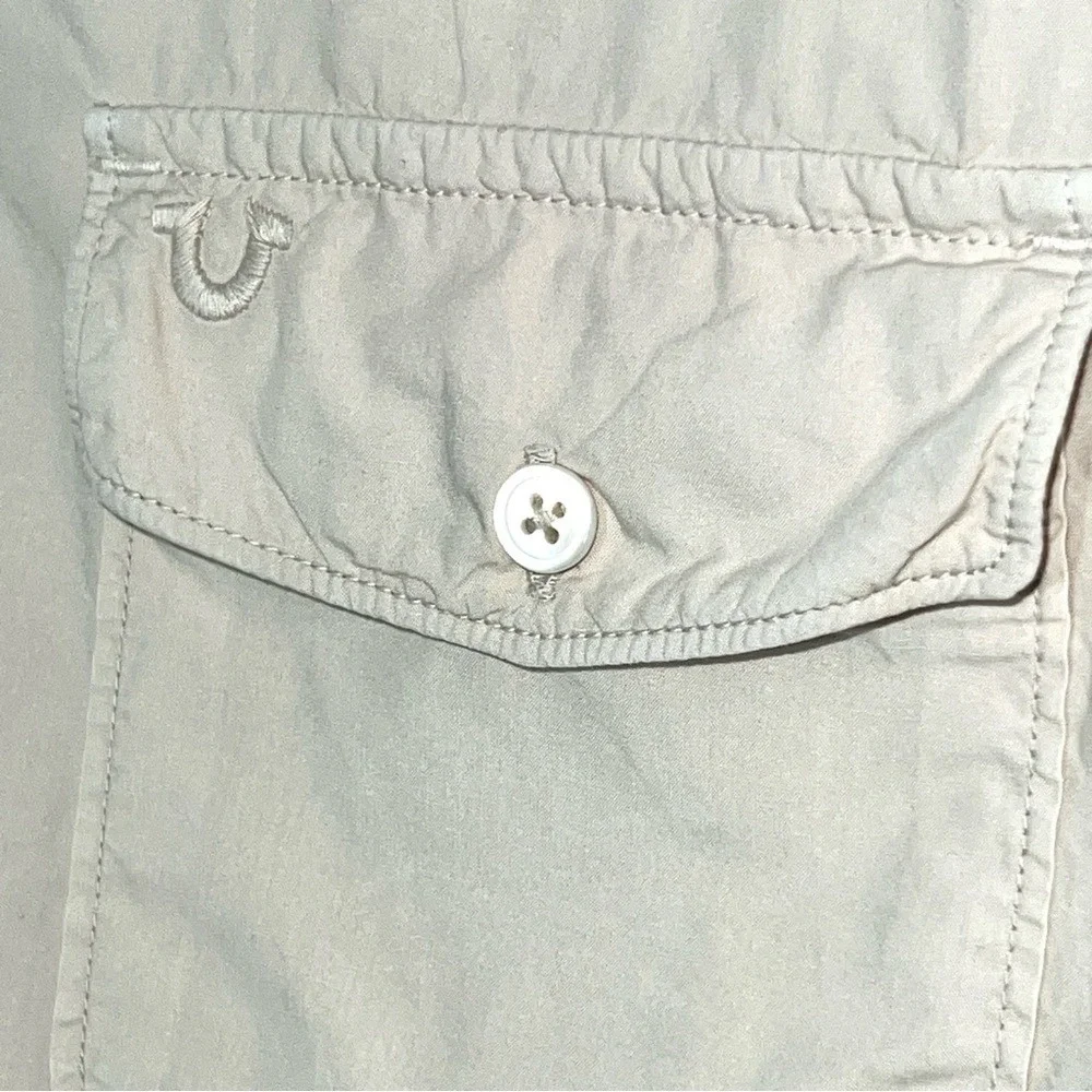 Vintage Man's‎ rugged True Religion cotton Button down shirt Beige XL